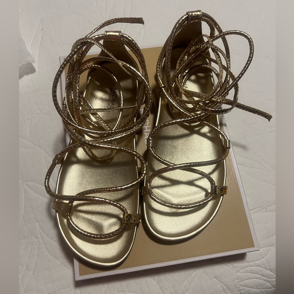MK Gold Strappy Sandals